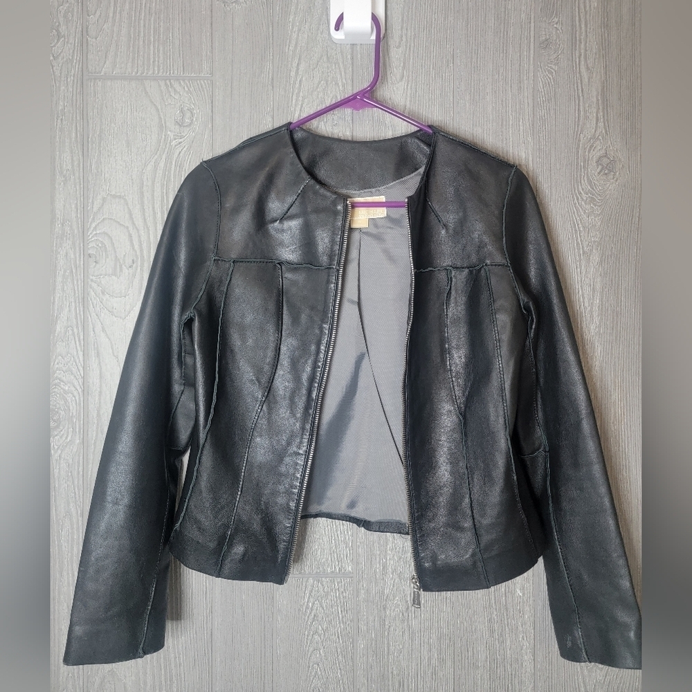 Michael Kors Black Leather Jacket - Picture 2 of 4